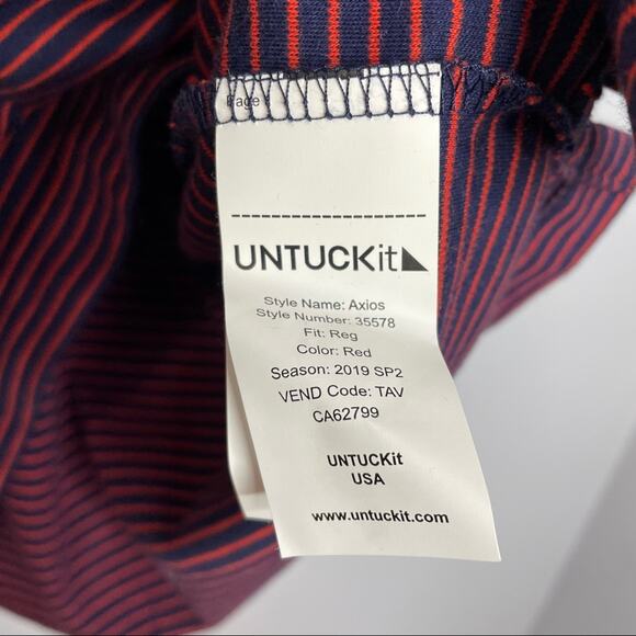 UNTUCKit Axios Burgundy Striped Polo Shirt Short Sleeve Medium Casual - Picture 7 of 8
